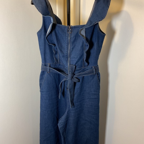 19. Tinseltown Blue Jumpsuit with Wide-Leg Palazzo Style Size Large - Picture 6 of 13